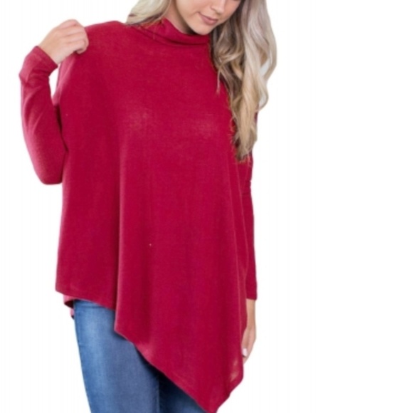 🌷LAST 1! 2X 🌷Pink asymmetrical faux poncho - Picture 2 of 3